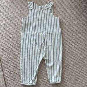 Pehr Kids Striped Overalls in Green and White